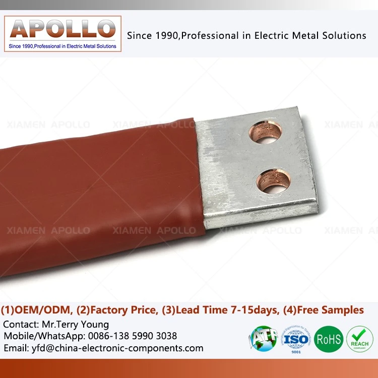 Copper Busbar Connector with Insulated Heat Shrink Tube Copper Busbar Connector with Insulated Heat Shrink Tube